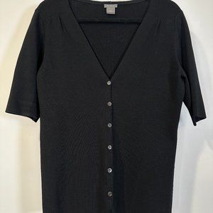 Ann Taylor Black Short-Sleeve Cardigan - size M